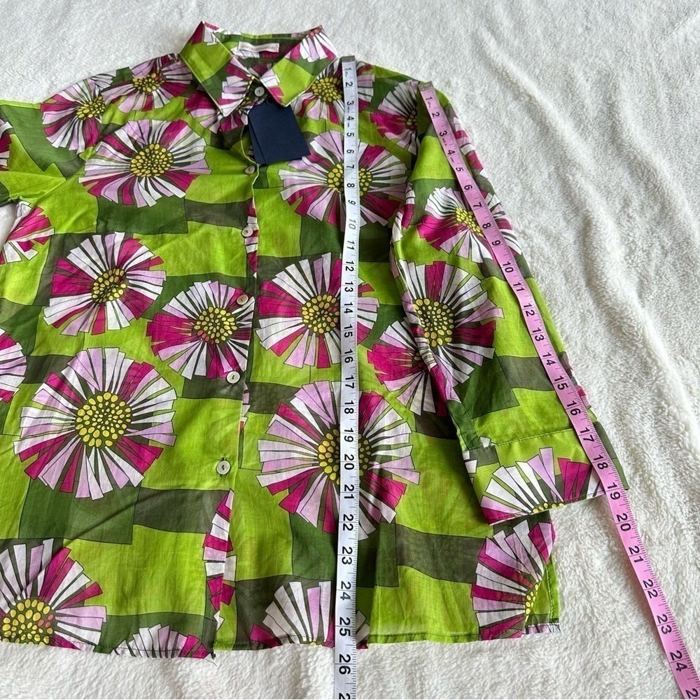 💥SALE💥 Camicettasnob NWT Cotton Floral Sheer Long Sleeve Shirt IT42 US S (6) - Picture 6 of 12